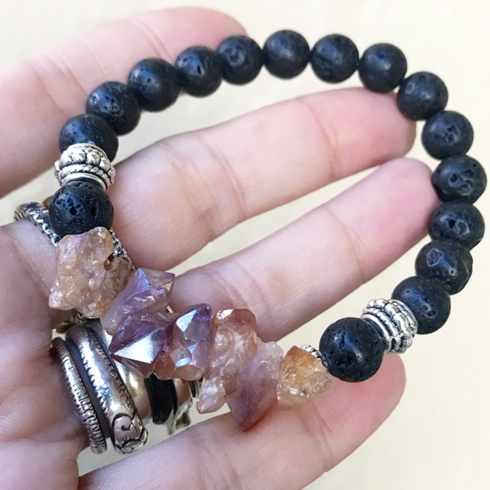 Genuine amethyst peach reflects crystal bracelet - Picture 3 of 8